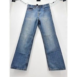 Y2K L N Geans by Lng Jeans Mens Embroidered Lion Cotton‎ Blue  Size Large